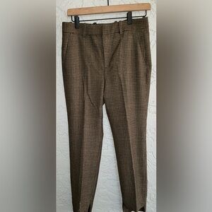 Zara Checkered Trousers in Brown and Black- Asymmetric Hem (NWT)